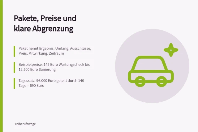 Karte zu Leistungspaketen, Preisen und Abgrenzung für Freiberufler. Leistungsangebote entwickeln: Pakete, Preise und Abgrenzung für Freiberufler