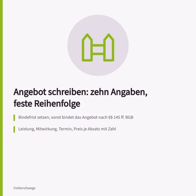 Karte zum Ratgeber über Angebotstexte für freiberufliche Leistungen. Ratgeber: Angebotstexte für freiberufliche Leistungen schreiben
